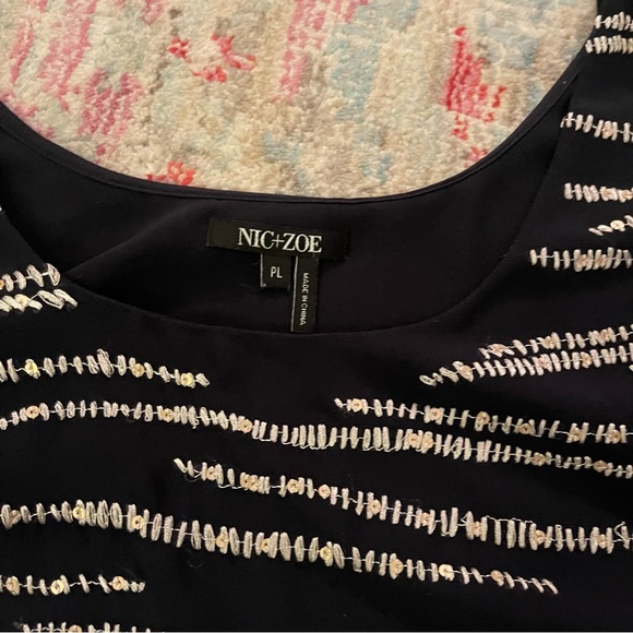 Nic & Zoe Navy and White Stitched Tank Top - Picture 2 of 7